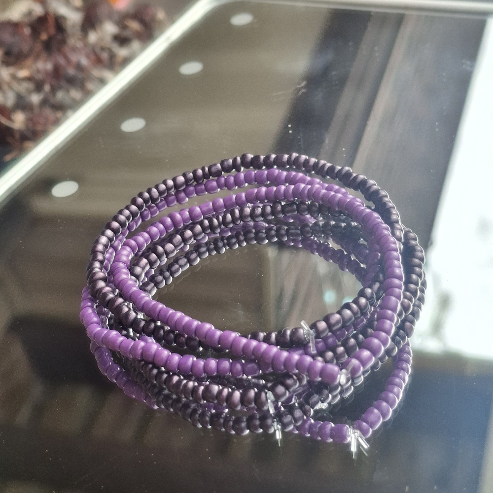 Handcrafted Purple Beaded Wrap Bracelet - Women Jewelry